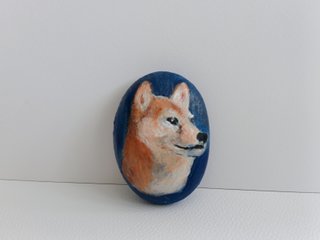 Hand-Painted Shiba Inu Stone Portrait