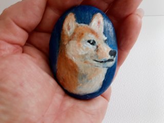 Hand-Painted Shiba Inu Stone Portrait