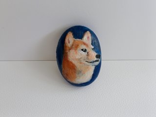 Hand-Painted Shiba Inu Stone Portrait