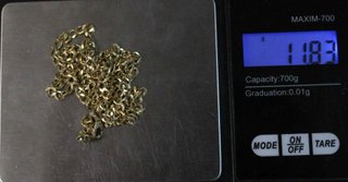 Cadena de oro de 18k. Peso: 11.83 gr.