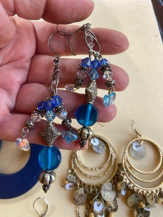 Orecchini cerchio blu e argento