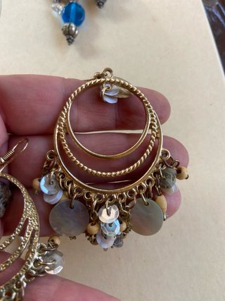 Orecchini cerchio blu e argento