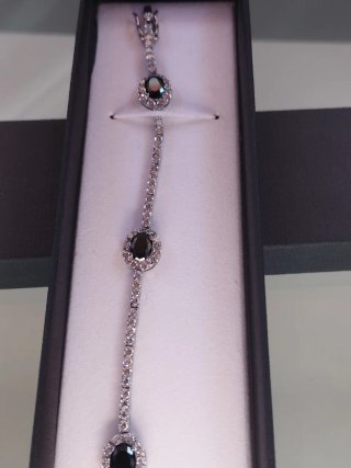 Pulsera Plata Mosanita Azabache