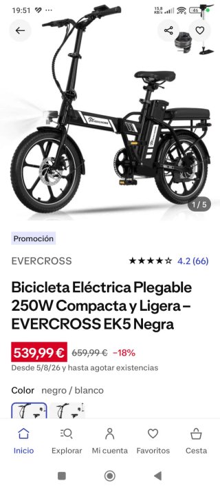 Bicicleta Eléctrica Urbana Plegable