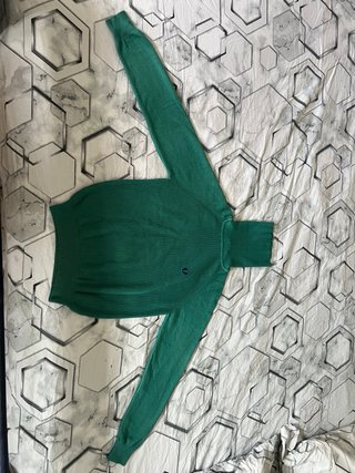 Jersey Fred Perry Verde Cuello Alto, S vintage