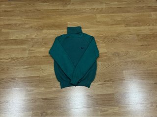 Jersey Fred Perry Verde Cuello Alto, S vintage