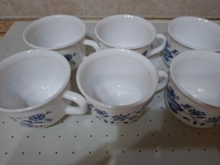 6 Tazze Vintage Porcellana Blu/Bianco