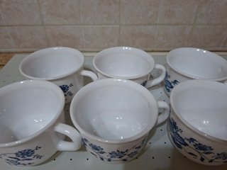 6 Tazze Vintage Porcellana Blu/Bianco
