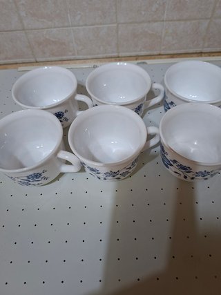 6 Tazze Vintage Porcellana Blu/Bianco