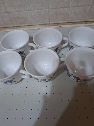 6 Tazze Vintage Porcellana Blu/Bianco