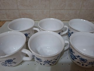 6 Tazze Vintage Porcellana Blu/Bianco