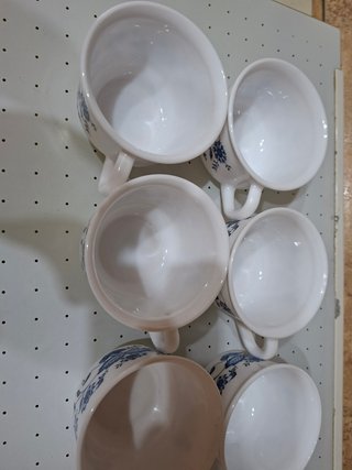 6 Tazze Vintage Porcellana Blu/Bianco