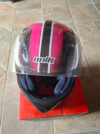 Casco de moto Unik rosa y negro NIÑA