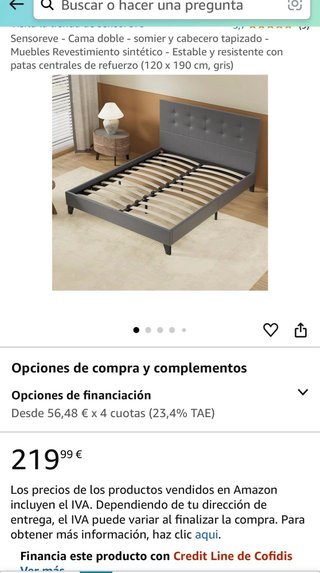 NOVEMBER Cama con cabecero – cama de 120x190 gris