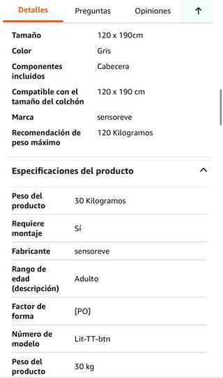 NOVEMBER Cama con cabecero – cama de 120x190 gris