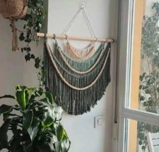 Tapiz Macramé Beige y Verde