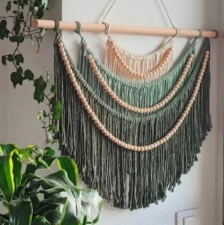 Tapiz Macramé Beige y Verde