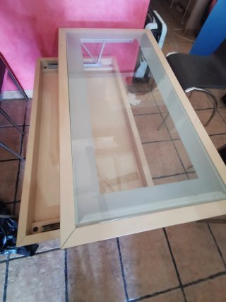 Mesa extensible madera y cristal