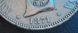 ¡REPRODUCCIÓN! 5 Pesetas 1871 Resello GP