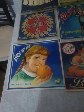 Lote 6 etiquetas naranjas antiguas