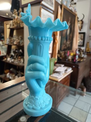 Jarrón Opalina Celeste Vintage