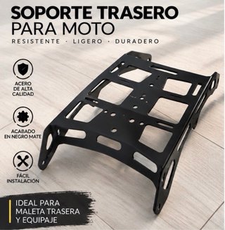 Soporte trasero portaequipajes para moto en negro