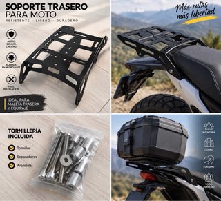 Soporte trasero portaequipajes para moto en negro