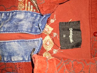 Cazadora Desigual vaquera y tela multicolor T.36