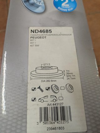 Discos Freno Delanteros Peugeot 407, 407sw, 607