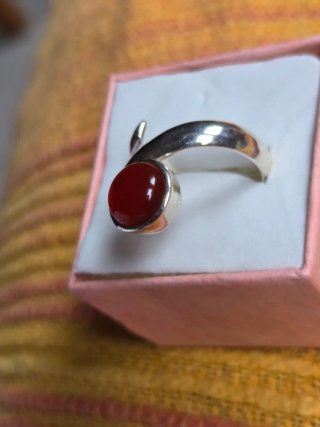 Anello Argento 925 Corniola Arancione Regolabile