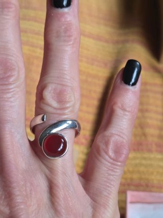 Anello Argento 925 Corniola Arancione Regolabile