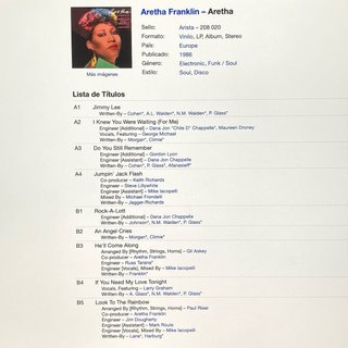 Vinilo Aretha - Aretha Franklin (1986)