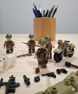 Set 5 minifiguras Soldados Rusos WW2 con Moto