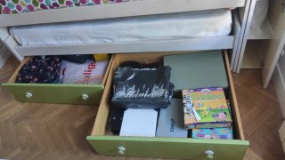 Cama nido juvenil con cajones más estanterías