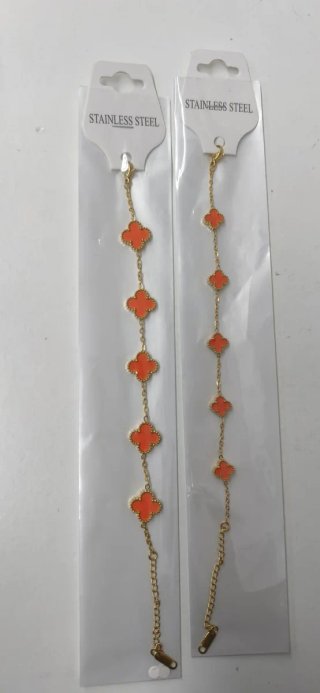 Pulsera Trébol Dorado y Blanco 2x7€