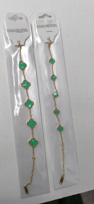 Pulsera Trébol Dorado y Blanco 2x7€