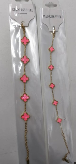 Pulsera Trébol Dorado y Blanco 2x7€