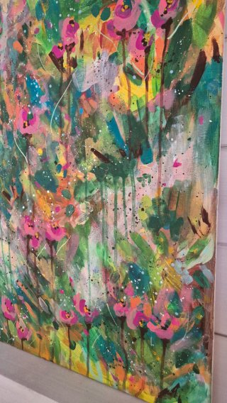 Quadro astratto fiori acrilico