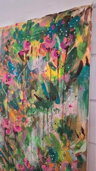 Quadro astratto fiori acrilico