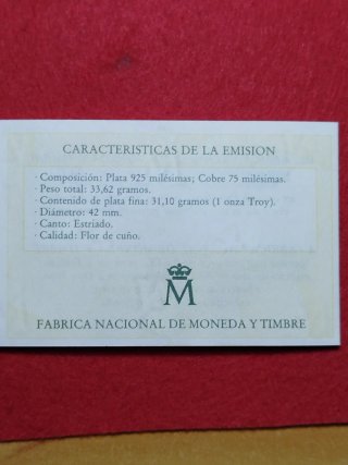 Moneda 5 ECU Plata 1993 Don Juan