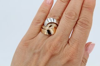 Anillo Oro Blanco y Amarillo 18k Mujer.Ref:00075