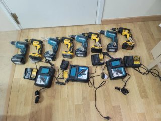 Lote Taladros y Cargadores Makita y Dewalt