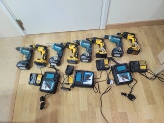 Lote Taladros y Cargadores Makita y Dewalt