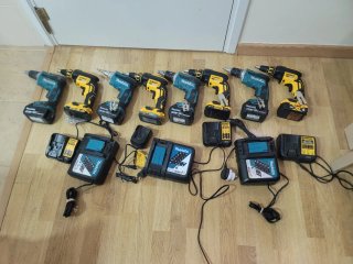 Lote Taladros y Cargadores Makita y Dewalt