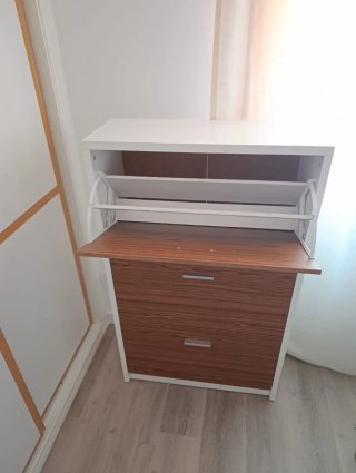 Mueble zapatero 3 cajones madera y blanco