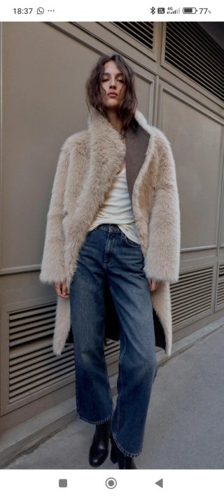 Abrigo pelo Zara beige/marrón