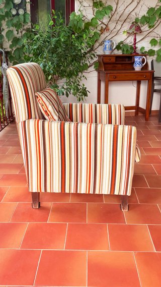 Sillones de rayas con cojines (2 ud.)