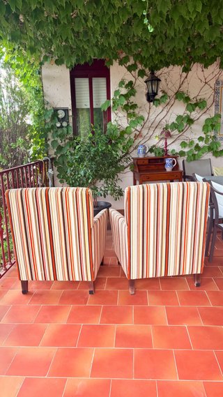 Sillones de rayas con cojines (2 ud.)