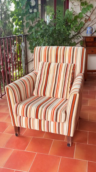 Sillones de rayas con cojines (2 ud.)