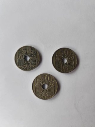 Lote 3 monedas 50 céntimos 1949